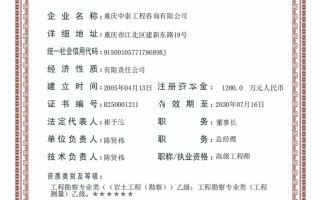 重慶中泰工程咨詢有限公司勘察測量資質(zhì)